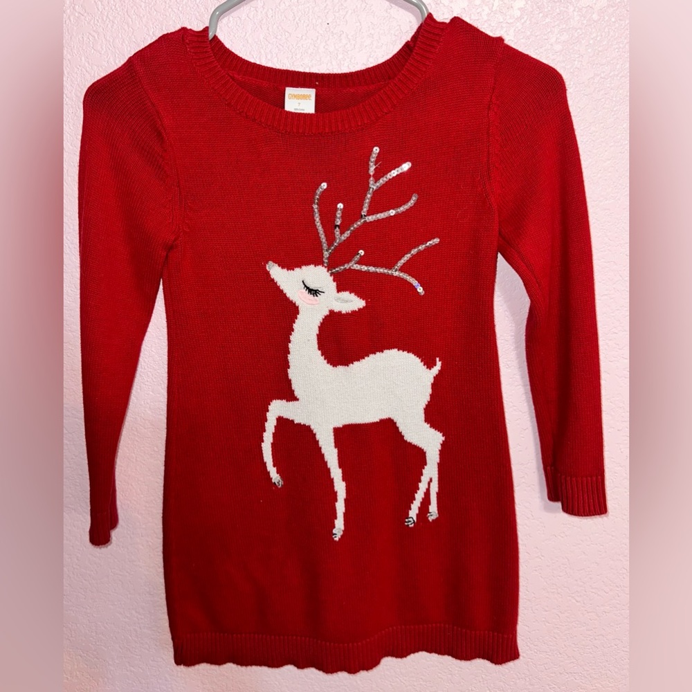 Gymboree Girls Knit Reindeer Sweater Dress